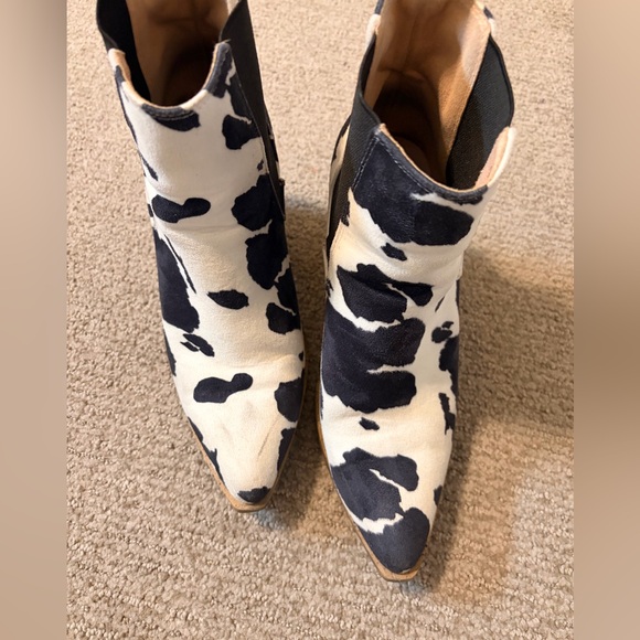 Womens cowprint Ankle block heel Boots - Picture 2 of 7